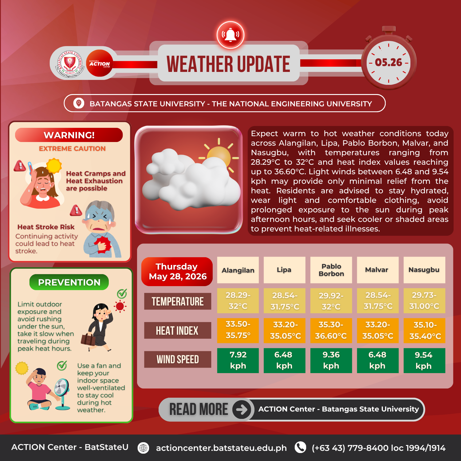 𝐖𝐞𝐚𝐭𝐡𝐞𝐫 𝐔𝐩𝐝𝐚𝐭𝐞 𝐟𝐨𝐫 𝐁𝐚𝐭𝐚𝐧𝐠𝐚𝐬 𝐒𝐭𝐚𝐭𝐞 𝐔𝐧𝐢𝐯𝐞𝐫𝐬𝐢𝐭𝐲 – 𝐓𝐍𝐄𝐔 (May 28, 2026)